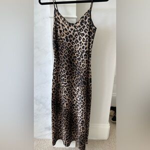 All Saints Hera Leppo Leopard Slip Dress with Knit Shrug • NWT